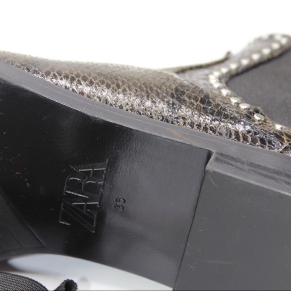 Zara Snake Pattern Studded Ankle Boots 6 36 NWT - Picture 8 of 9